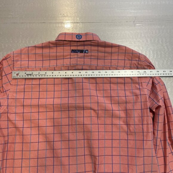 Au Noir Mens Long Sleeve Pink Plaid Button-Up Shirt size 6/2XL cotton pink blue - Picture 13 of 16